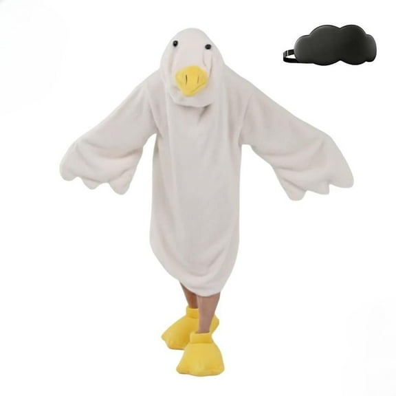 Ducks White Goose Sleeping Suit, Goose Blanket Hoodie Onesie Adult Kid, Oversized Warm