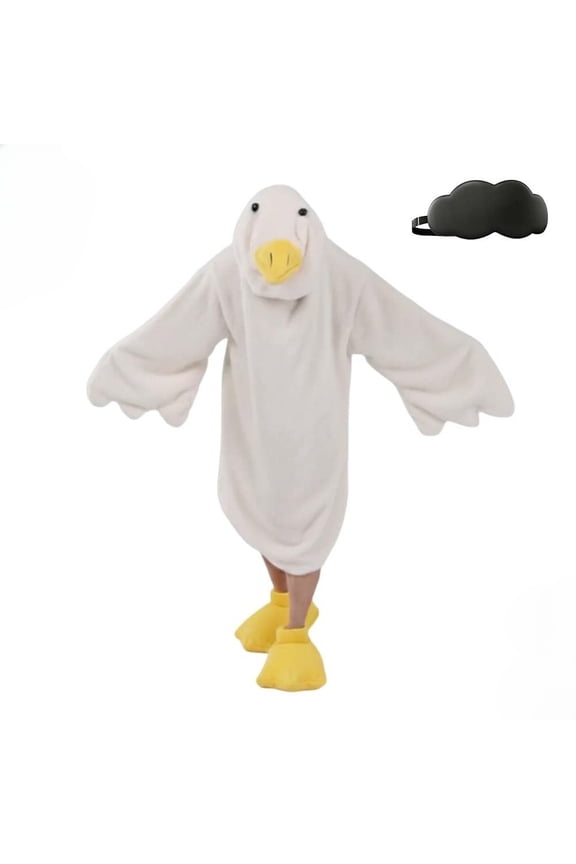 Ducks White Goose Sleeping Suit, Goose Blanket Hoodie Onesie Adult Kid, Oversized Warm