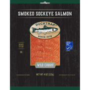 Ducktrap Cold Smoked Wild Caught Sockeye Salmon, Traditional Style 4 oz - Vacuum Sealed Pouch, Keep Refrigerated, Ready-to-Eat, BAP Certified