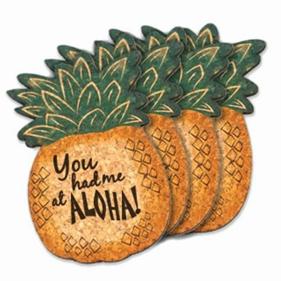 Ducky Days 3.25 x 4.75 in. You Had Me at Aloha Pineapple Cork Coaster Wedding Favors - Set of 4