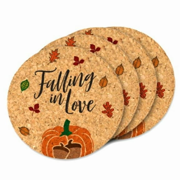 Ducky Days 4 in. Dia. Falling in Love Round Cork Coaster Wedding Favors - Set of 2
