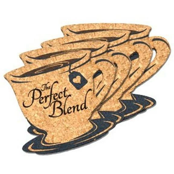 Ducky Days 8497192 4.5 x 4 in. The Perfect Blend Tea Cup Cork Coaster Wedding Favors - Set of 4