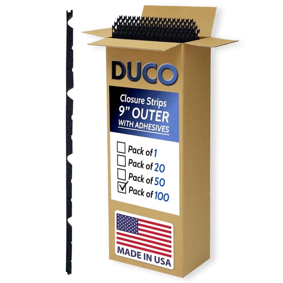 Duco Classic Rib Foam Closure Strips 3ft Long, 9" Rib Spacing - 10 Pack of USA-Made Black Inner Foam Closure Strips for Metal Roofing Panels - Blocks Gaps, Moisture, Noise, & Dust (No Adhesive)