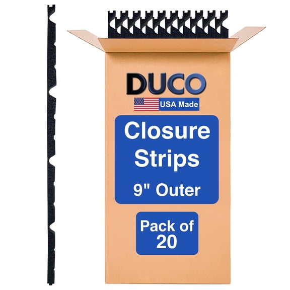 Duco USA-Made Classic Rib Foam Closure Strips 3ft Long, 9" Rib Profile - 20 Pack of Black Corrugated Roof Foam Strips - Weatherproof Seal to Block Gaps, Noise, Moisture, and More