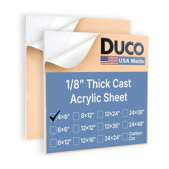 Duco USA-Made White Cast Acrylic Sheet 1/8 Inch Thick 4" x 6" - 2 Pack of White Opaque Plexiglass Sheet - Lightweight Acrylic Board for Home Decor, Signage, Crafts, and More