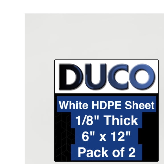 Duco USA-Made HDPE Sheet 1/8 Inch Thick 6" x 12" - 2 Pack of White HDPE Plastic Cutting Board Plastic Sheet for Kitchen, Signs, Crafts, Shelf Board, and Dishwasher Friendly