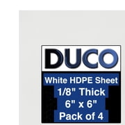 Duco USA-Made HDPE Sheet 1/8 Inch Thick 6 x 6 - 4 Pack of White HDPE Plastic Cutting Board Plastic Sheet for Kitchen, Signs, Crafts, Shelf Board, and Dishwasher Friendly