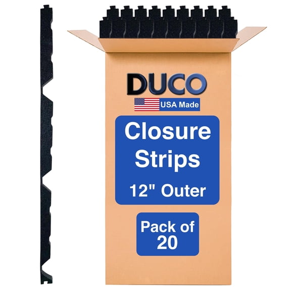 Duco USA-Made R Panel Foam Closure Strips - 20 Pack of 3ft Black Corrugated Roof Foam Strips for Metal Roof Insulations - Weatherproof Insulation Seal Blocks Moisture, Gaps, Noise & Dust
