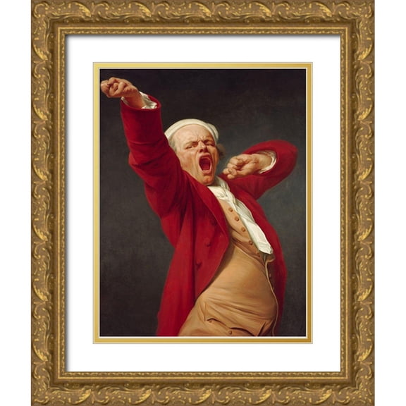 Ducreux, Joseph 19x24 Gold Ornate Wood Framed with Double Matting Museum Art Print Titled - Self-Portrait, Yawning