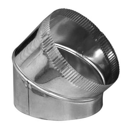 Duct Outlet Ducting Adjustable Elbow 6 In, 26 Gauge Galvanized Steel, 45 Degree