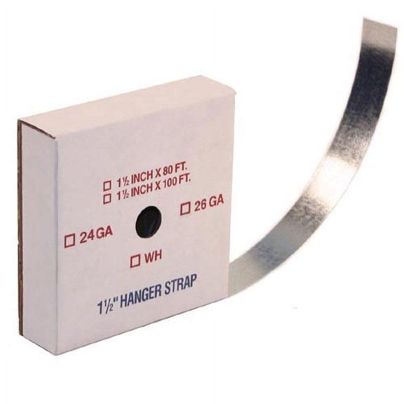 Duct Outlet Hanger Strap Without Holes, 1.5" x 80'L, 24Ga. HVAC