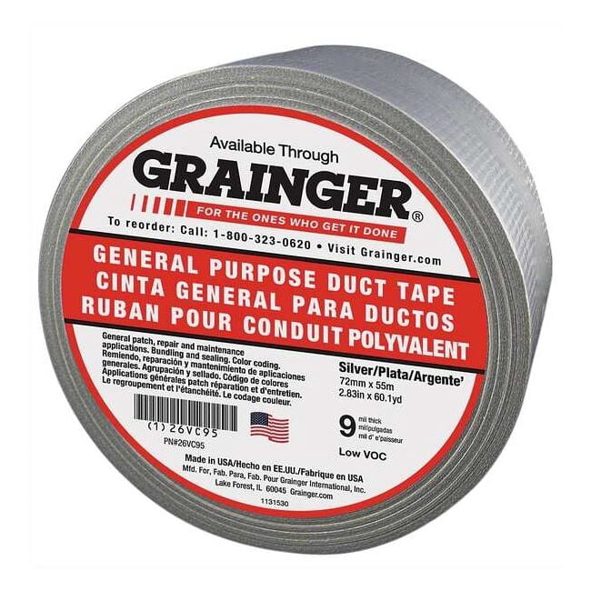 Duct Tape, Gray, 60-1/8 yd L, 2-7/8 in W 26VC95