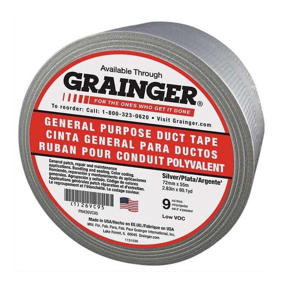 Duct Tape, Gray, 60-1/8 yd L, 2-7/8 in W 26VC95