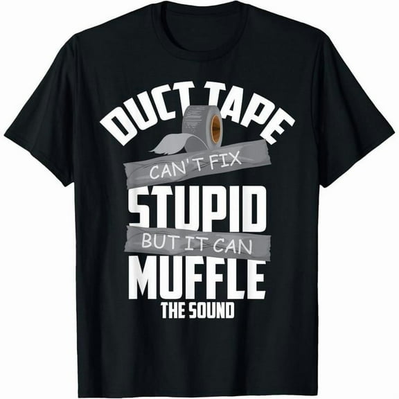 Duct - Tape Graphic Tee, Tops Has Bold “Fix & Muffle” Design, Round Neck Regular Fit T-shirts, Size(S-5XL)