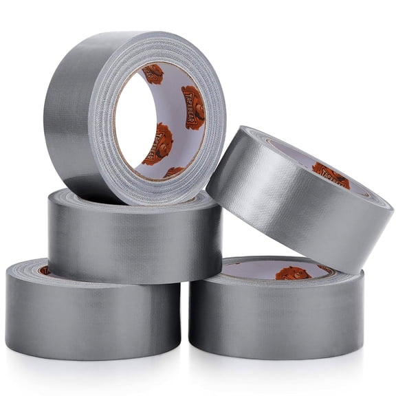 Duct Tape Heavy Duty 1.88 Inch x 30 Yards(90Feet), Silver Waterproof Tape 9mil Thick Adhesive Tape Strong, Writable, Tear by Hand for Packing, Repairs, 5 Rolls, Total 150Yards