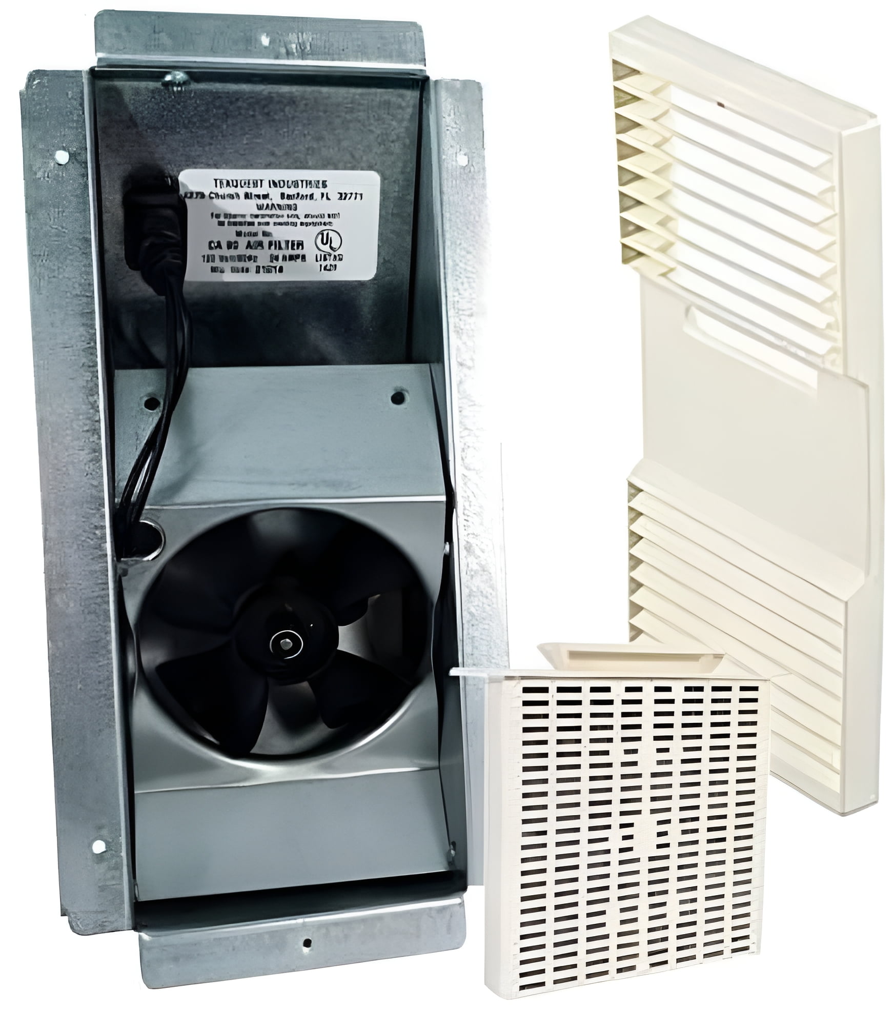 Ductless Exhaust Fan Grille Louver, Motor Metal Mount Housing (A-Pack) and Unscented Filter Cartridge - BEIGE -Complete Set