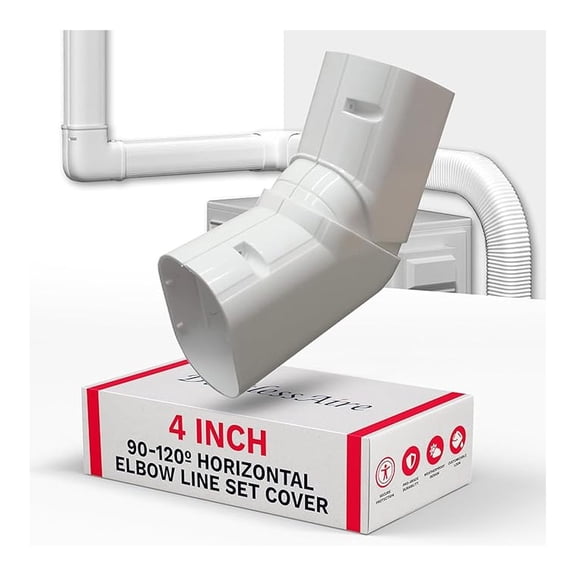 DuctlessAire Mini Split Line Set Cover - Lineset Covers for Mini Split Condenser, Central Air Systems, HVAC, Heat Pumps and More - Air Conditioner Unit Accessories (4" 90-120 Horizontal Elbow)