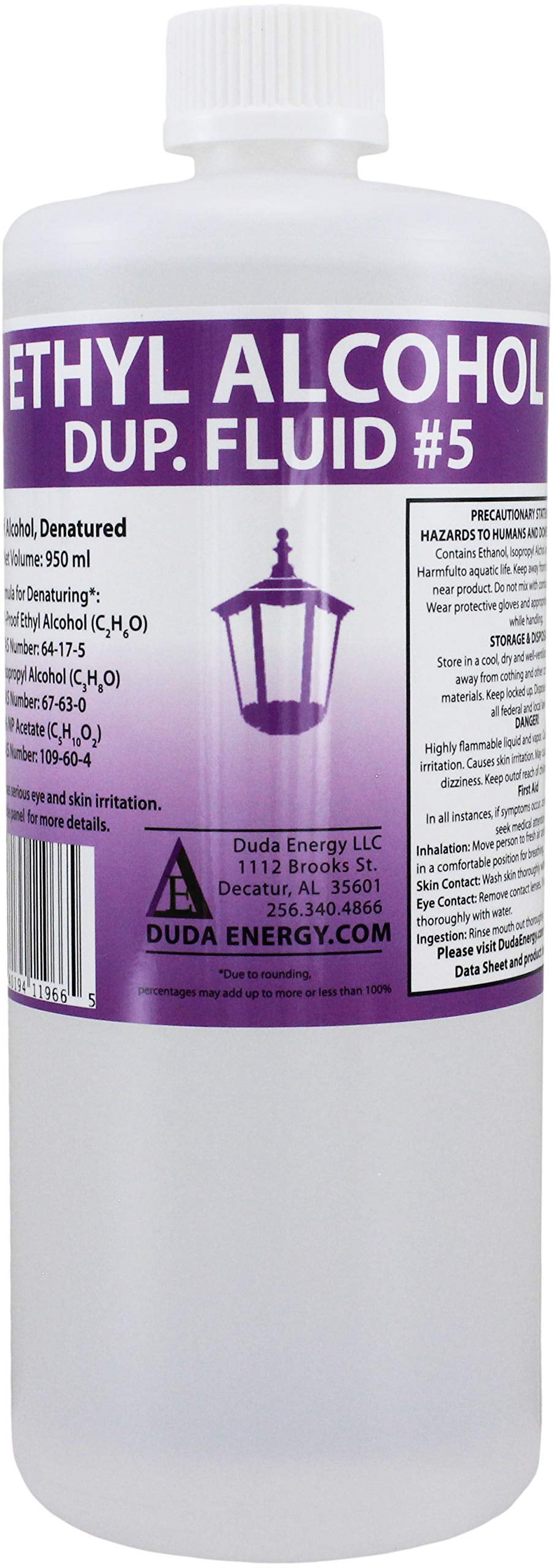 Duda Energy Denatured Ethanol 200-Proof Ethyl Alcohol with Isopropyl Alcohol (IPA) and N-Propyl Acetate, 950ml