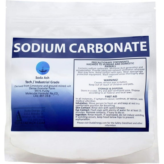 Duda Energy Dense Sodium Carbonate, 99.8+% Purity - pH Adjuster for Pools, Spas, and Dishwashers, 1 lb Bag