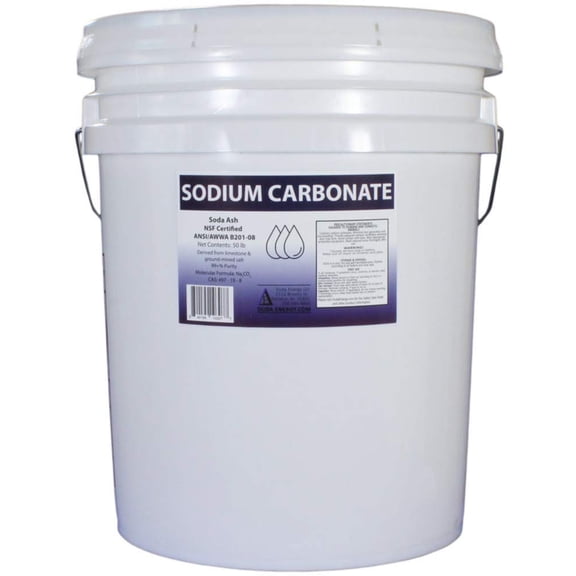 Duda Energy Dense Sodium Carbonate, 99.8+% Purity - pH Adjuster for Pools, Spas, and Dishwashers, 50 lb Pail