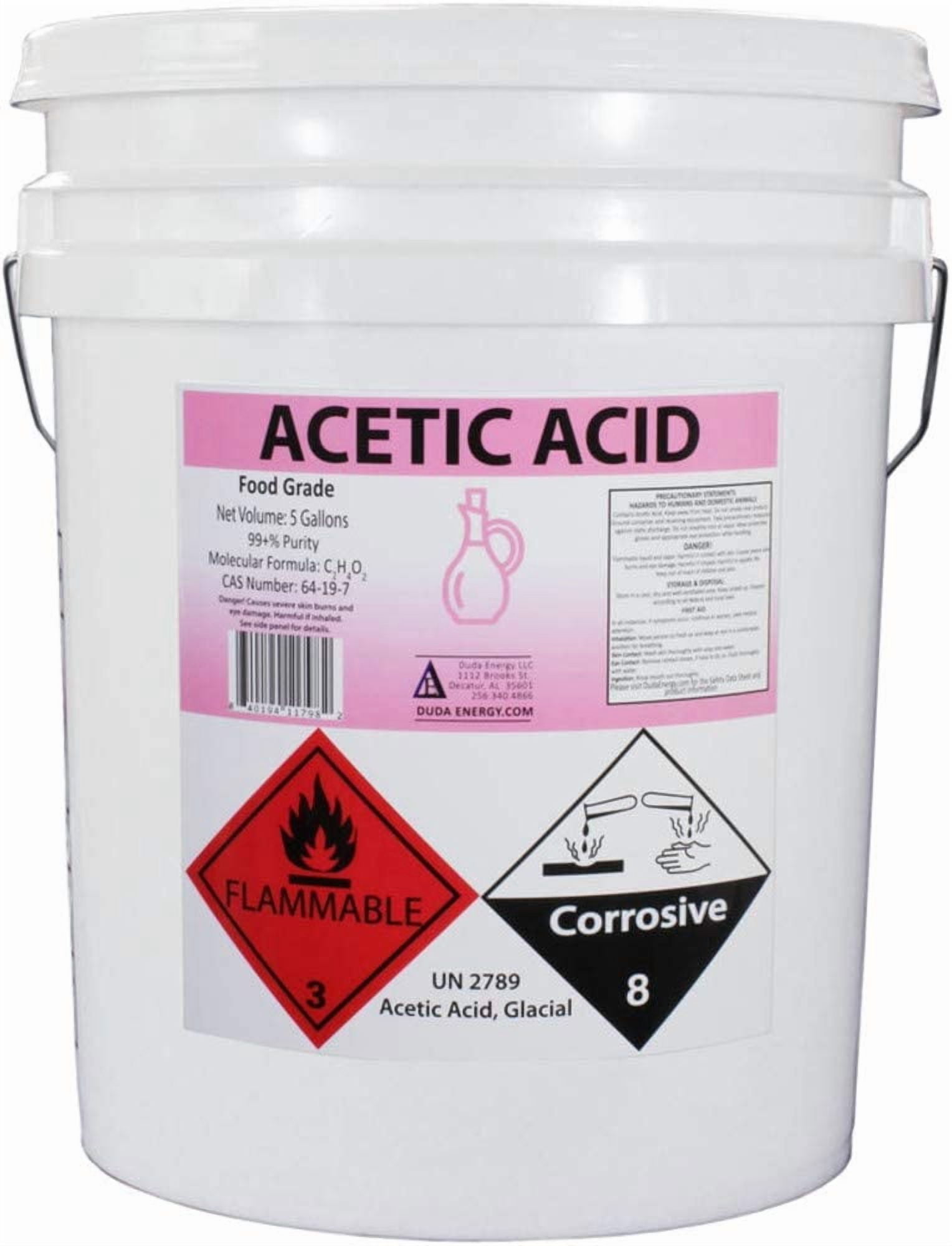 Duda Energy Food Grade Glacial Acetic Acid, 99.85+% Purity, 5 Gallon