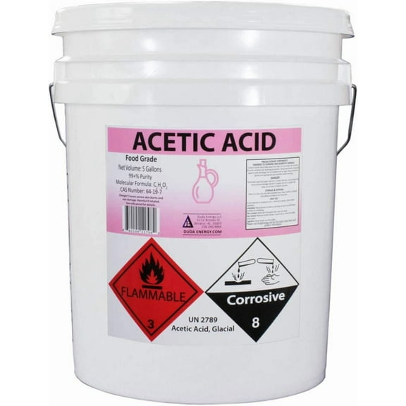 Duda Energy Food Grade Glacial Acetic Acid, 99.85+% Purity, 5 Gallon