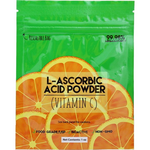 Duda Energy Food Grade L-Ascorbic Acid Powder, 99.98+% Purity Vitamin C, 1 oz