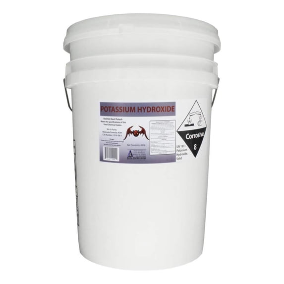 Duda Energy Food Grade Potassium Hydroxide Flakes,90+% Purity, 45 LB Pail Import