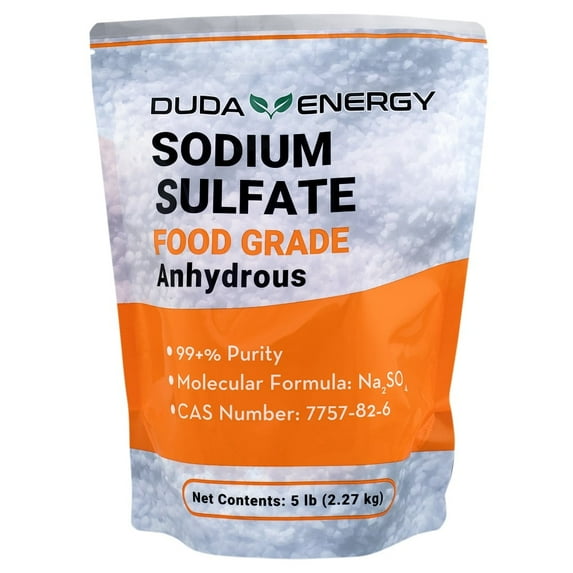 Duda Energy Food Grade Sodium Sulfate, 99+% Purity Natural Crystalline Sodium Sulfate, 5 lb bag