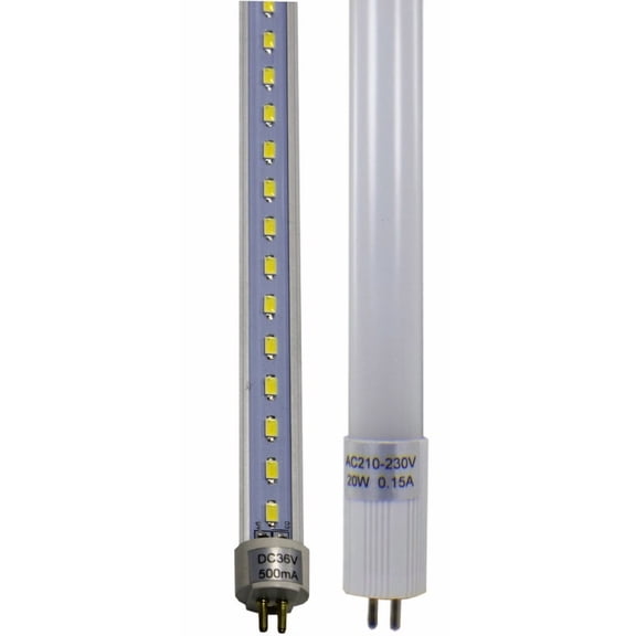 Duda LED T5 Clear 4 Ft Tube Light with Internal Driver Samsung 20w 2000 lumens 2 yr Warranty 6500k Daylight G5 Connection Pins