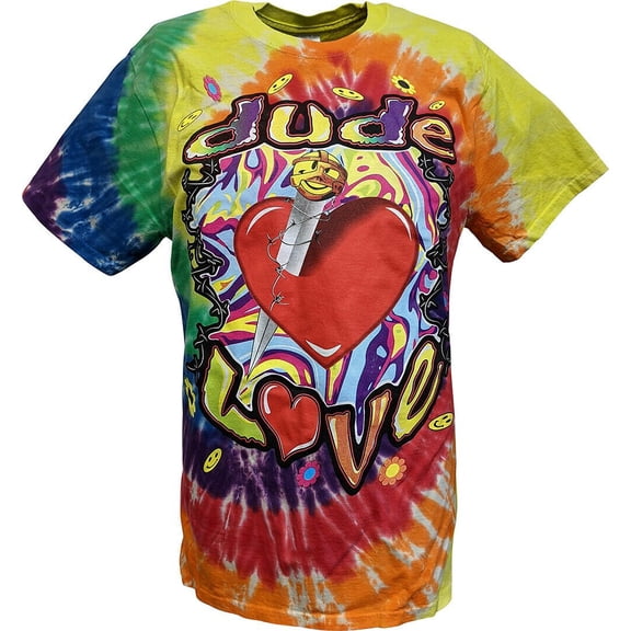 Dude Love Tie Dye Mankind Mick Foley Mens Retro T-Shirt L