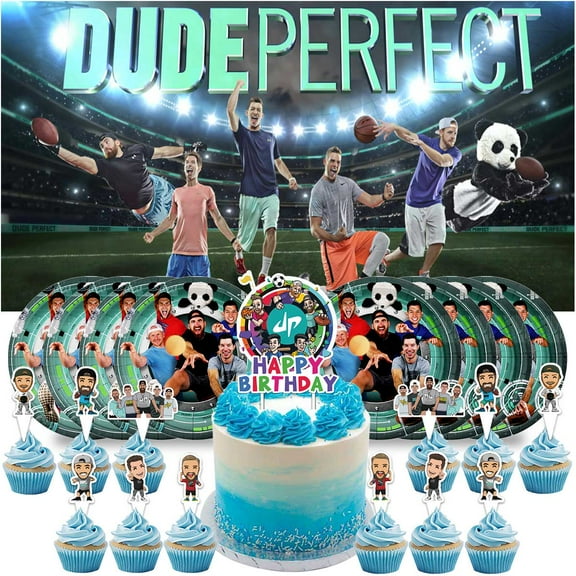 Dude Perfect Birthday Supplies Plates Decorations Decor Backdrop Banner Cake Topper Fans