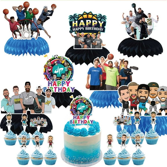 Dude Perfect Party Decor Supplies Honeycomb Centerpieces Table Toppers Cake Toppers Decorations for Birthday