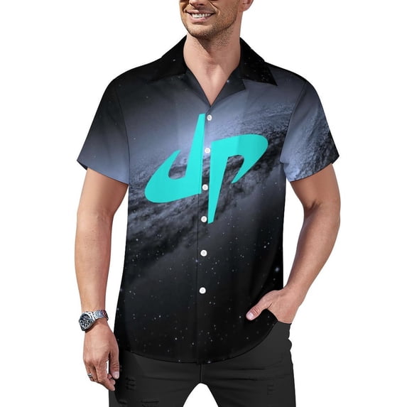 Dude Perfect Shirt Hawaiian Shirt for Men, Short Sleeve Button Down Aloha Shirt with Cuban Collar, Casual Summer Shirt, Relaxed Fit Fashion Top for Daily Wear Work Vacation