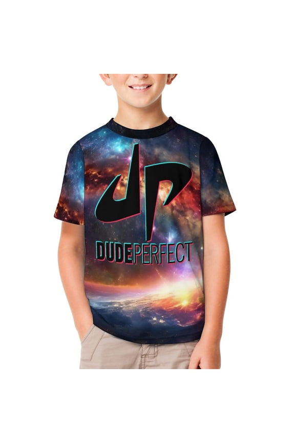 Dude Perfect T-Shirt for Boys And Girls, Funny Short Sleeve Shirts for Kids, 3D Print Novelty Graphic Tee Shirt, Comfortable Breathable Fabric