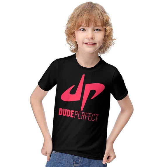 Dude Perfect T-Shirt for Boys Girls, Kids Novelty Short Sleeve Shirts, Lightweight Casual Tops, Crew Neck Tee, 6-12 Y