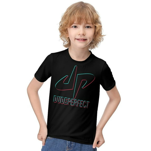 Dude Perfect T-Shirt for Boys Girls, Kids Novelty Short Sleeve Shirts, Lightweight Casual Tops, Crew Neck Tee, 6-12 Y