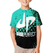 HJIVRQU Dude Perfect T-Shirts for Boys Girls, Kids Short Sleeve Shirts, Funny Novelty Tee, Youth Casual Crew Neck Tops, 4-14 Year