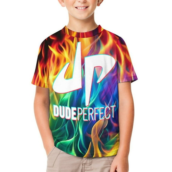 Dude Perfect T-Shirts for Boys Girls, Kids Short Sleeve Shirts, Funny Novelty Tee, Youth Casual Crew Neck Tops, 4-14 Year