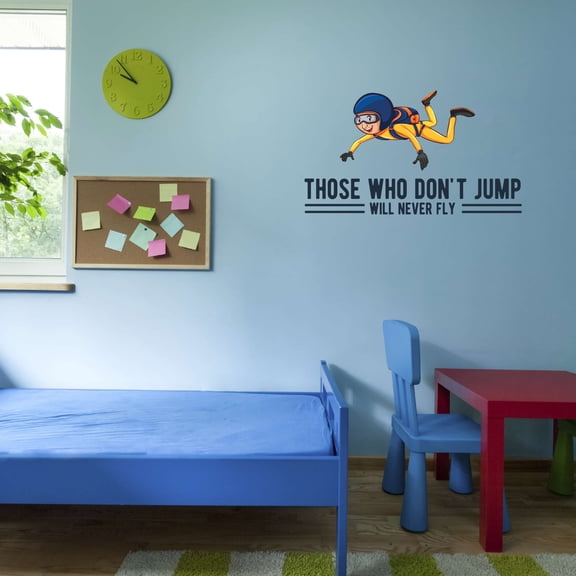 Dude Sky Diving Those Who Don'T Jump Will Never Fly Parachute Ripcord Plummet Free Fall Plane Airplane Plane Fly Pilot Jet Fuel Prop Propeller Holiday Wall Decal Sticker - Size: 10 In X 6 In