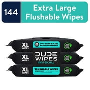 DUDE Flushable Wipes, Extra Large Mint Chill Wet Wipes, 48 Count, 3 Pack (144 Total)