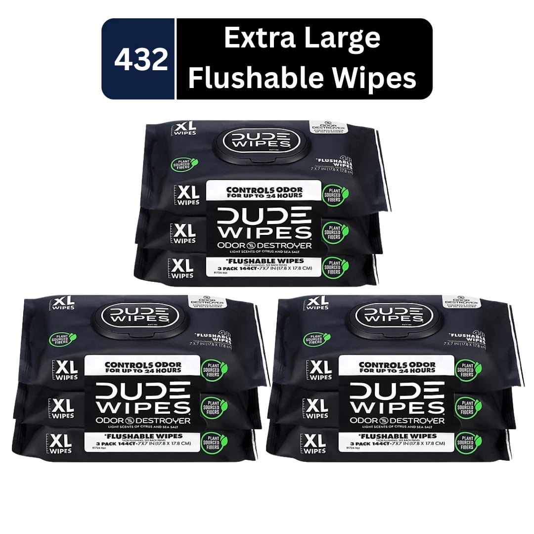 Dude Wipes Odor Destroyer Flushable Wipes - (3x48)ct 3 pack