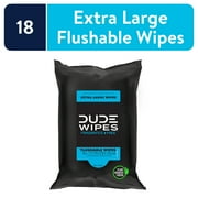 Dude Wipes Unscented Flushable Wipes, Resealable Travel Pack, 18 Wipes per pack, 18 Total Wipes