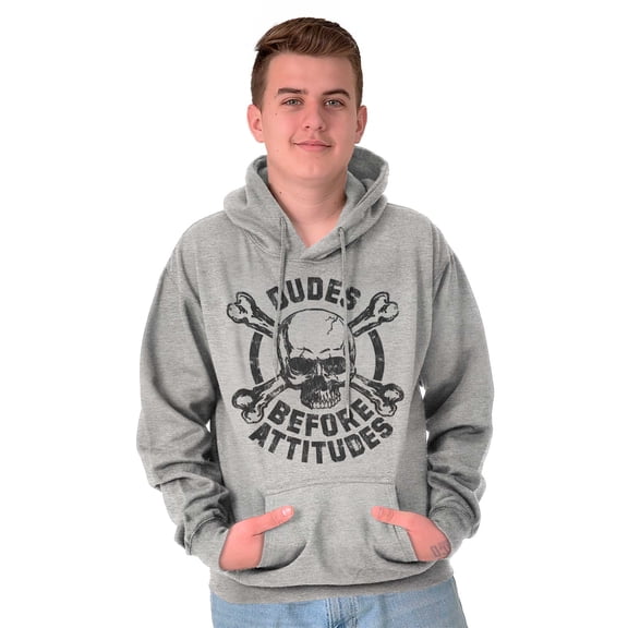 Dudes Before Attitudes Funny Single Hoodie Hooded Sweatshirt Men Brisco Brands S