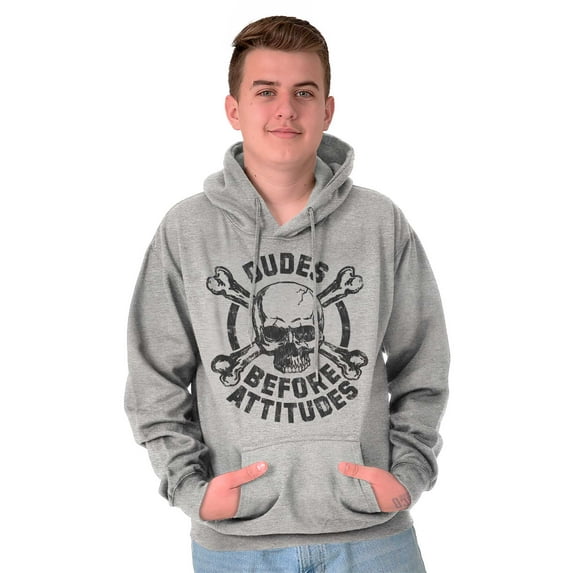 Dudes Before Attitudes Funny Single Hoodie Hooded Sweatshirt Men Brisco Brands S