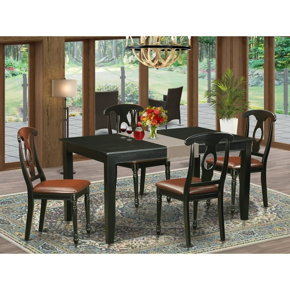 Dudley 5 Piece Rectangular Dining Table Set with Kenley Faux Leather Chairs