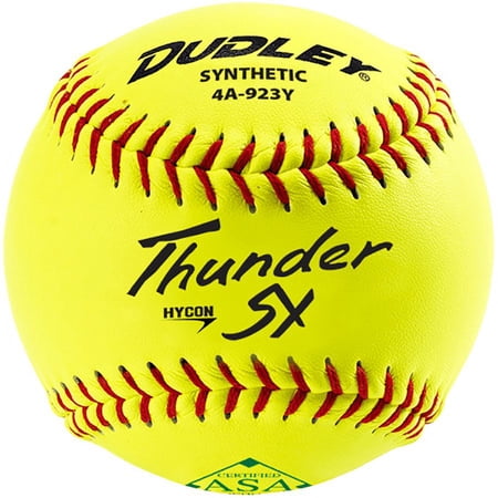 Dudley ASA Thunder Heat Fastpitch Leather Softball, Yellow, 11"