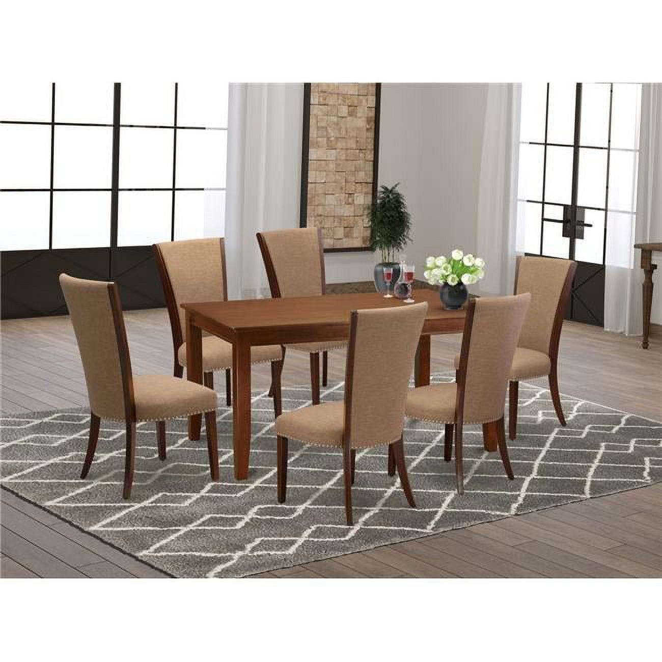 Dudley Dining Room Table Set - Mahogany & Light Sable, Set of 6 ...