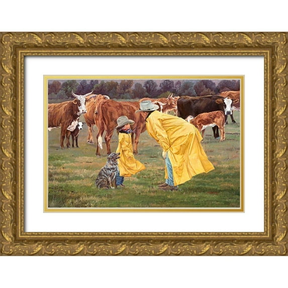 Dudley, June 18x13 Gold Ornate Wood Framed with Double Matting Museum Art Print Titled - Game Plan