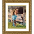 thumbnail image 1 of Dudley, June 26x32 Gold Ornate Wood Framed with Double Matting Museum Art Print Titled - Morning Chores, 1 of 4